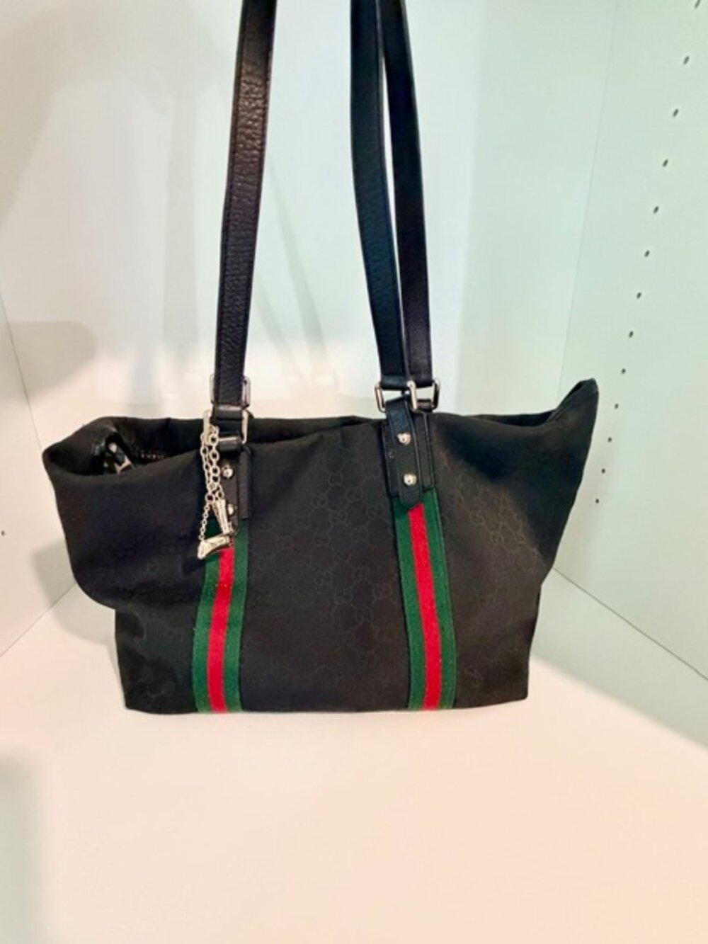 Canvas Duffle Bag | Red Green Stripe Web | Med Travel Tote | Designer Inspired
